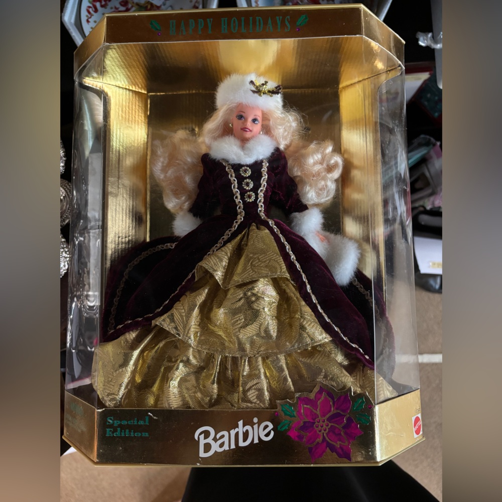 1996 Special Edition Holidays Barbie in Gold and Burgundy Gown